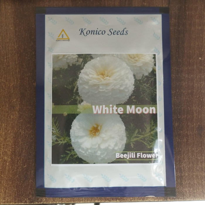 White Moon/वाइट मून  Bijeeli Pure White Flower Seeds (Konico Seeds) - Farmers Stop