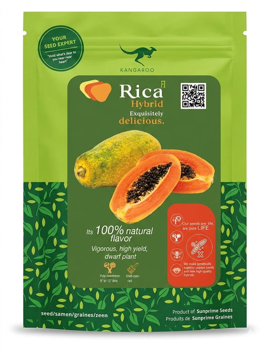 Rica F1 Hybrid Papaya - Vigourus, High Yield, Dwarf Plants (Sunprime Seeds, Singapore)