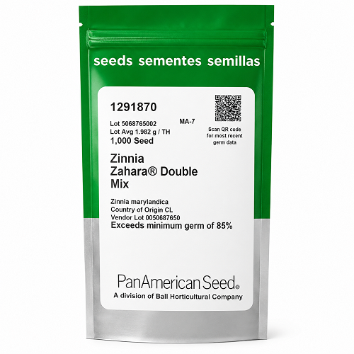 Zinnia Zahara Double Mix PanAmerican Seed packet.