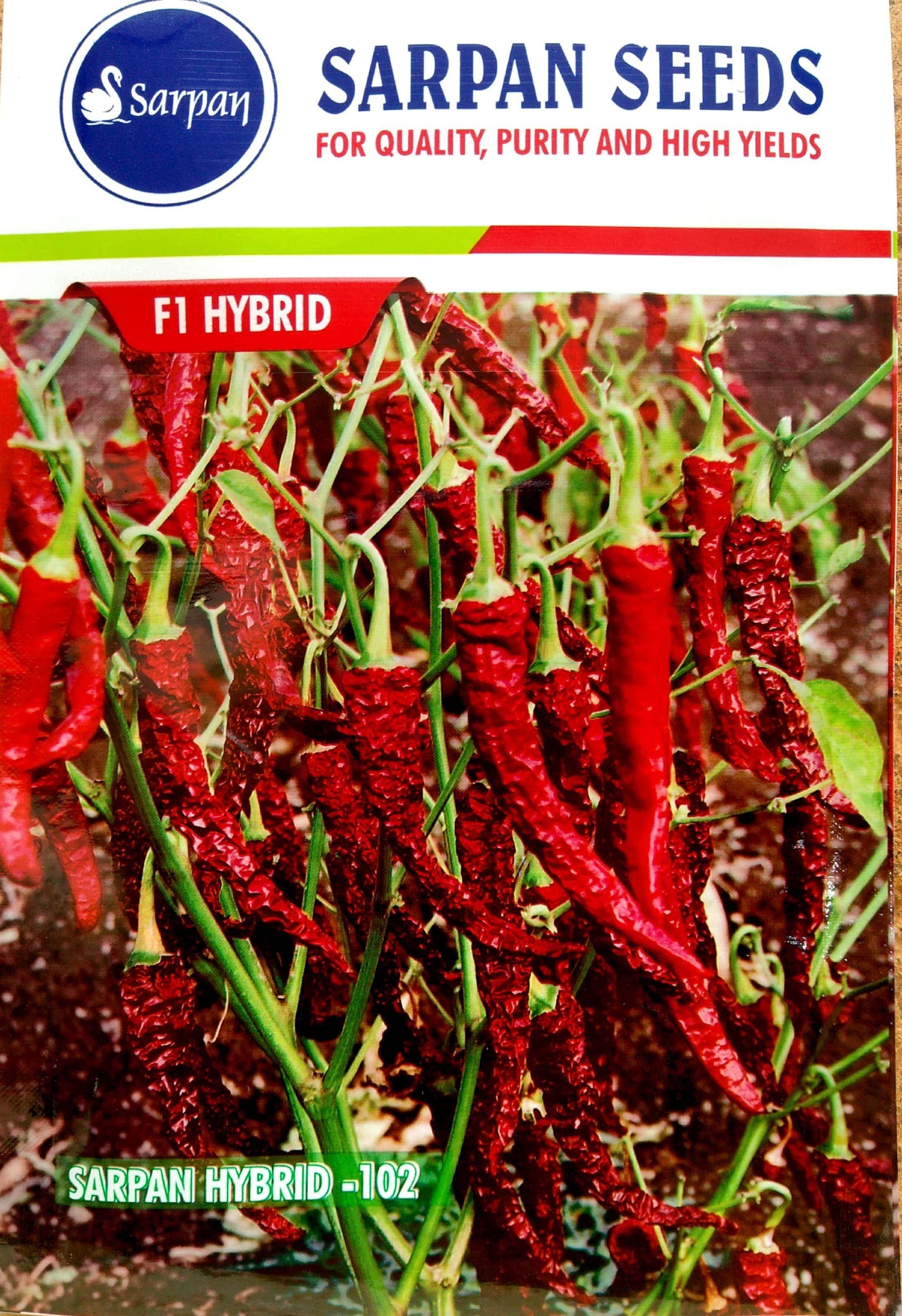 Sarpan 102 - F1 Hybrid Byadgi Paprika Chilli (Sarpan Seeds) - Farmers Stop