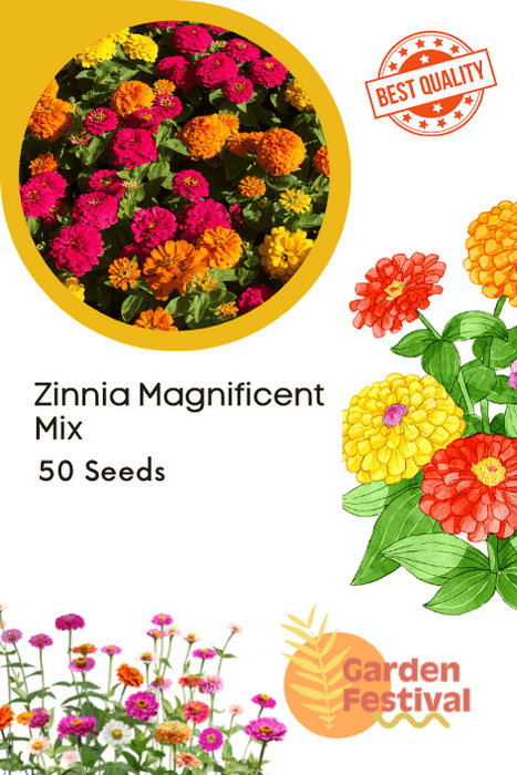 magnificent zinnia mix color (garden festival)